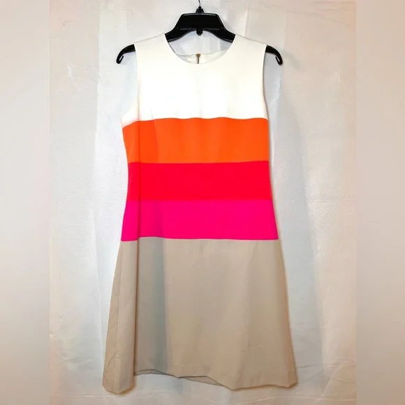 Calvin Klein Sleeveless A-Line Dress Color Block Size 8 - Picture 6 of 8